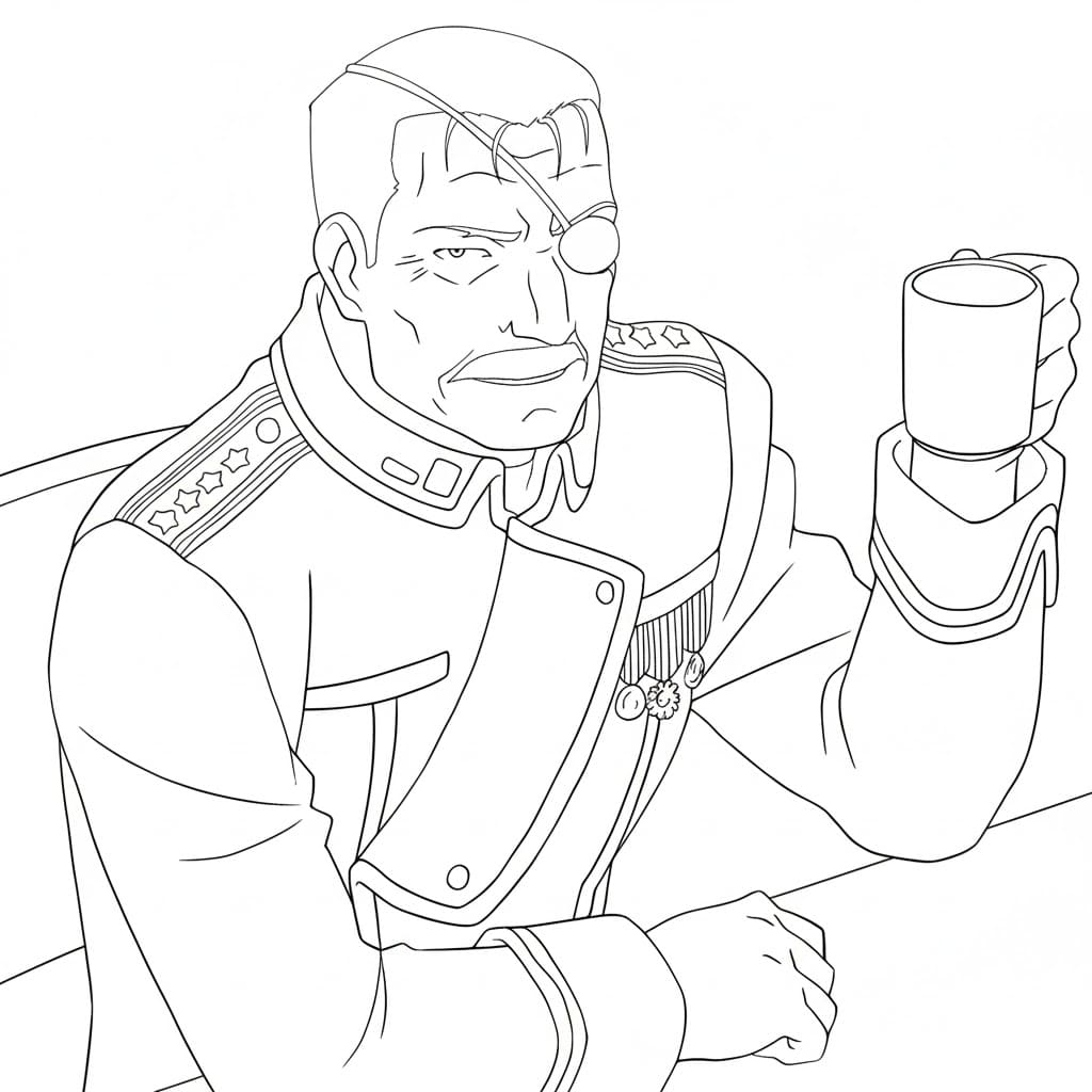 Coloriage King Bradley boire du thé