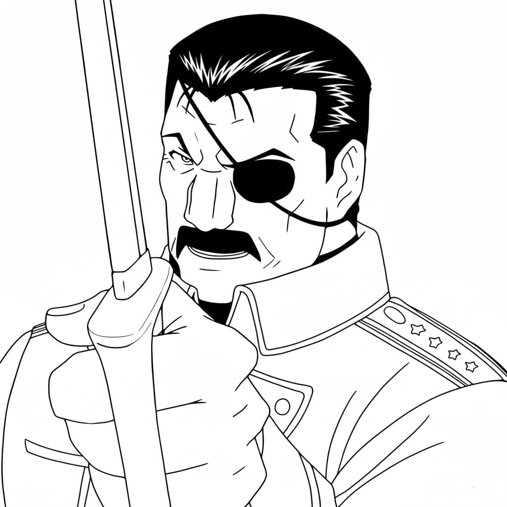 Coloriage King Bradley tenant une épée