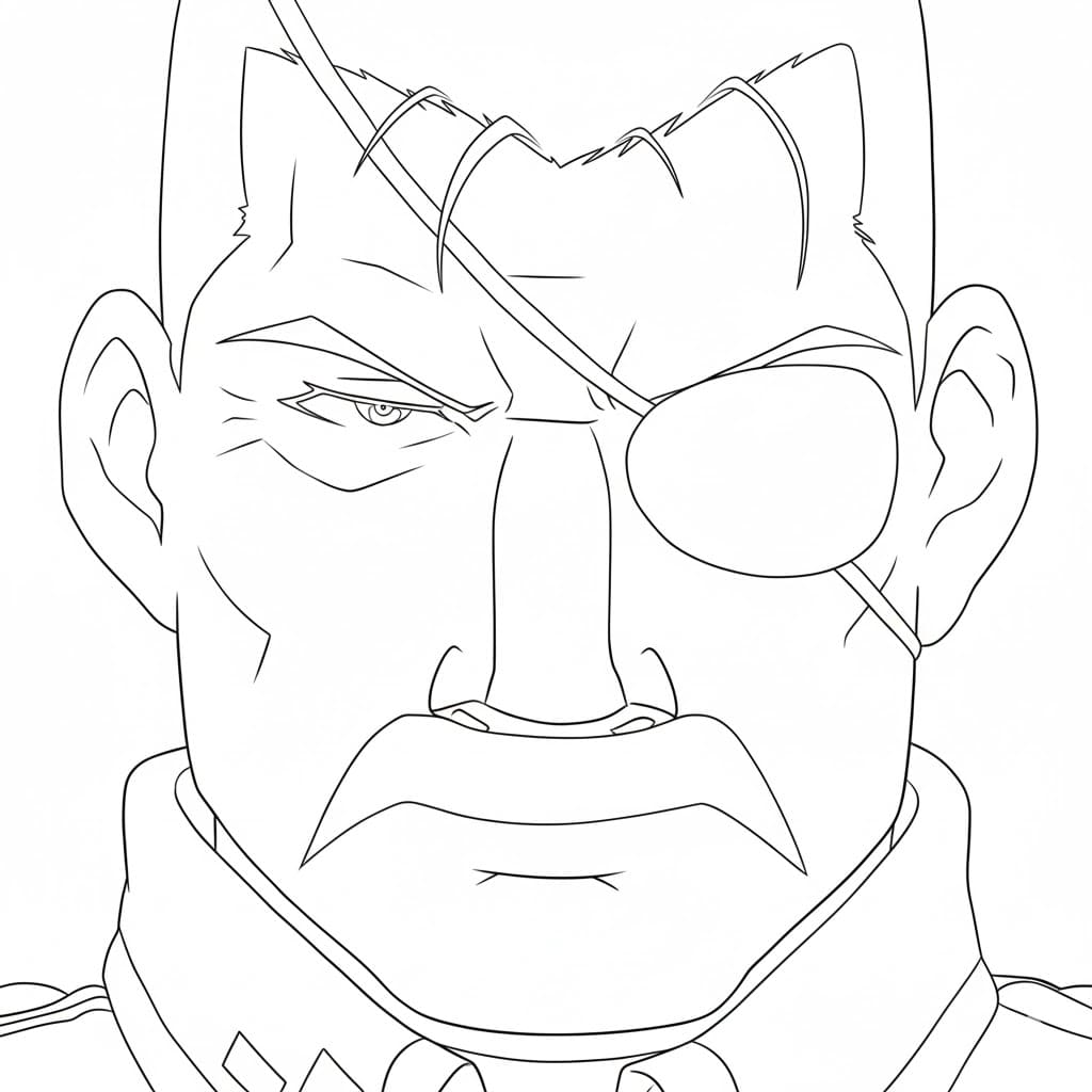 Coloriage King Bradley visage froid