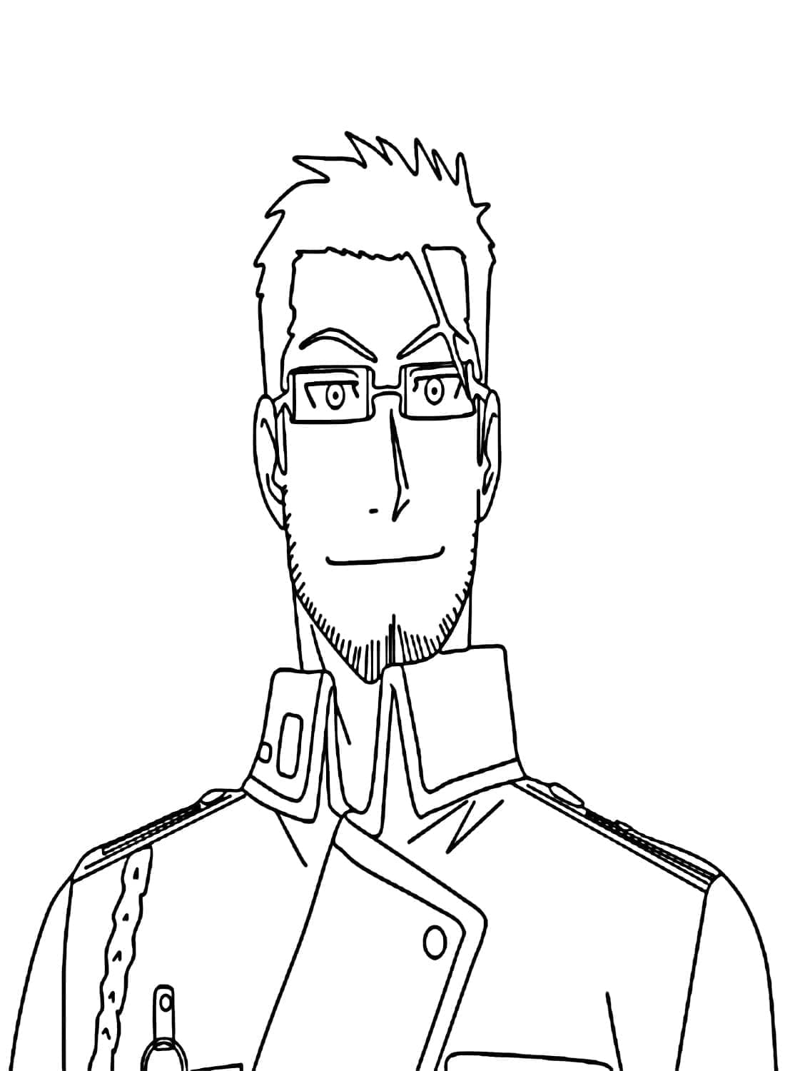 Coloriage Maes Hughes souriante