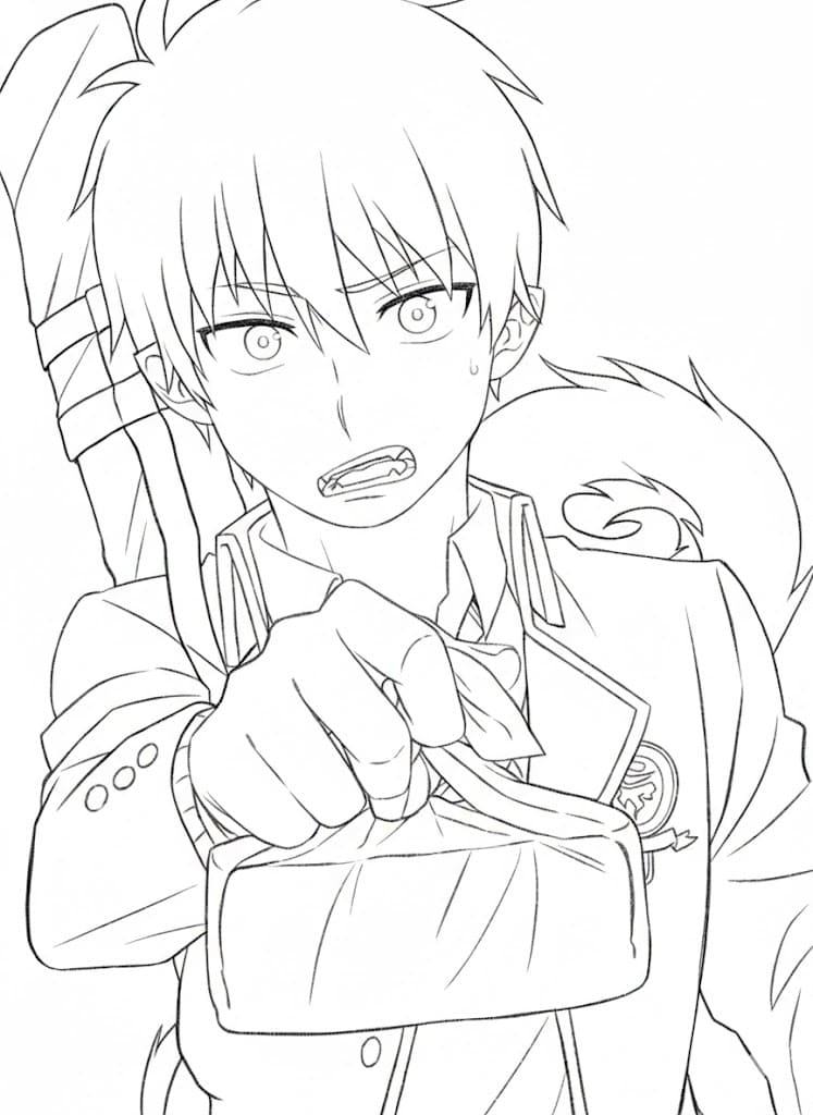 Coloriage Rin Okumura avec bento