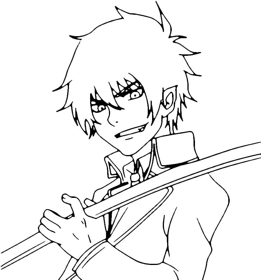 Coloriage Rin Okumura dans Anime Blue Exorcist