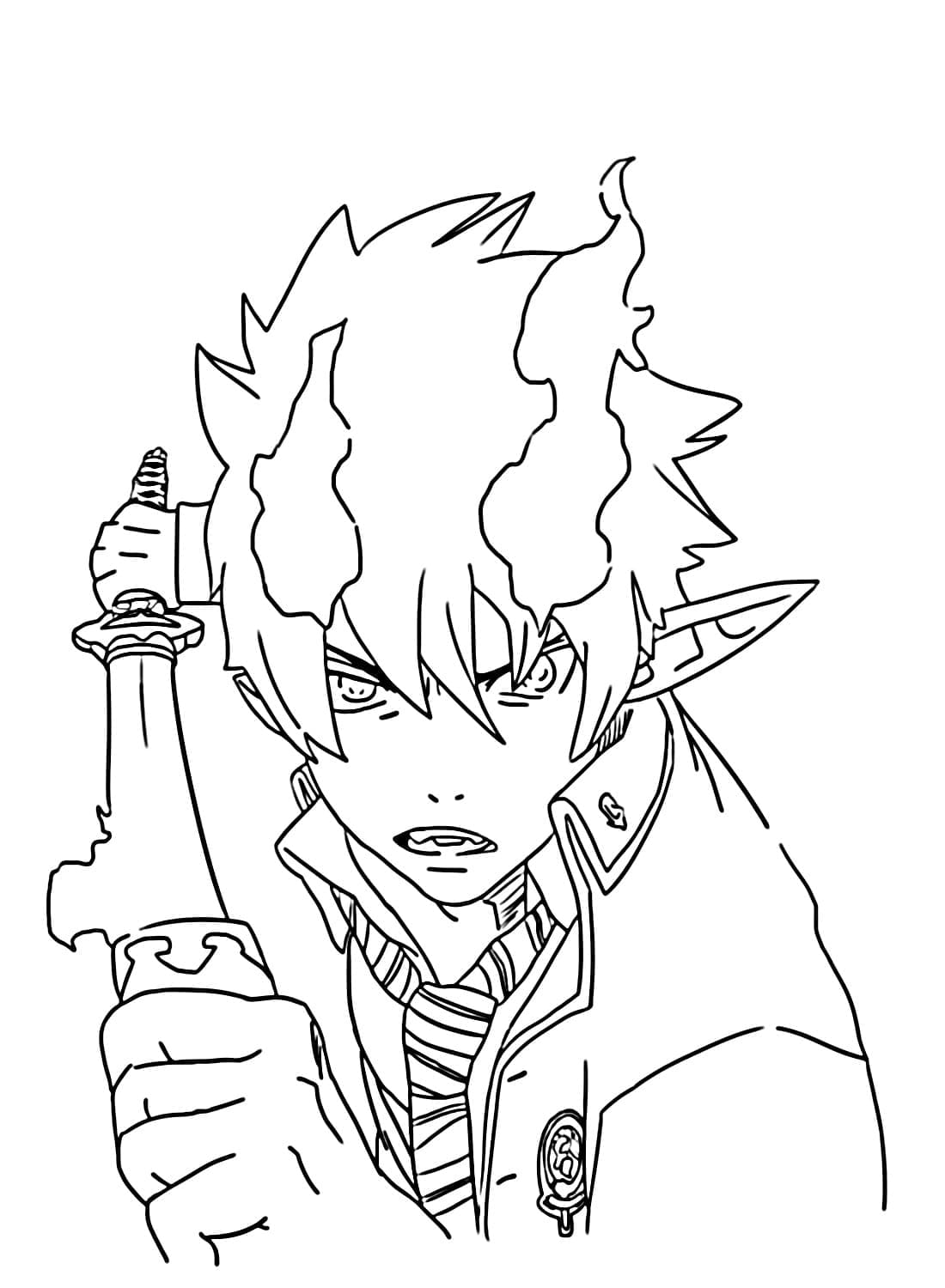 Coloriage Rin Okumura en colère