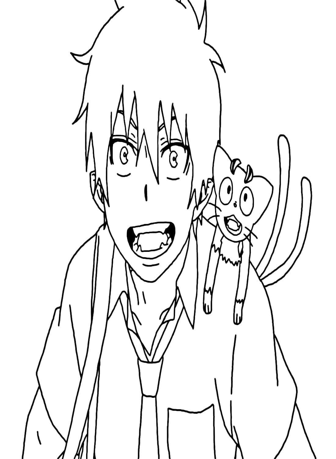 Coloriage Rin Okumura et Kuro