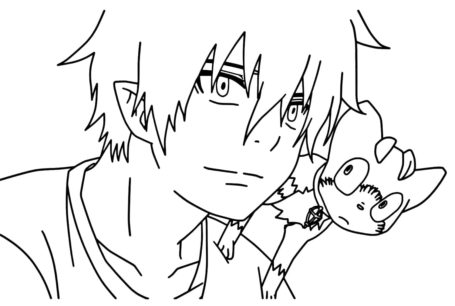 Coloriage Rin Okumura et Kuro de Ao no Exorcist