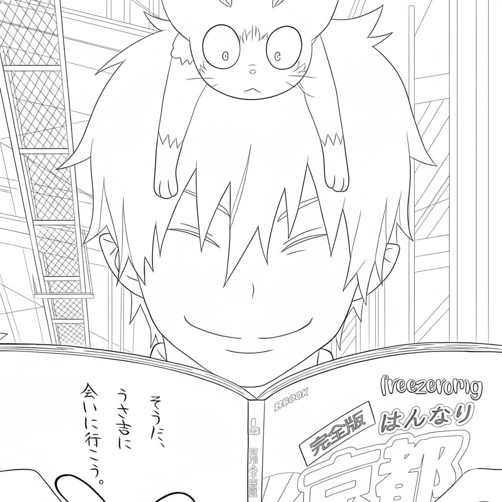 Coloriage Rin Okumura sourire