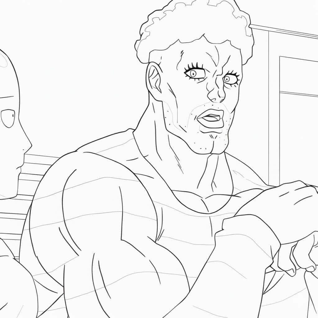 Coloriage Saitama avec Pri-Pri Prisonnier