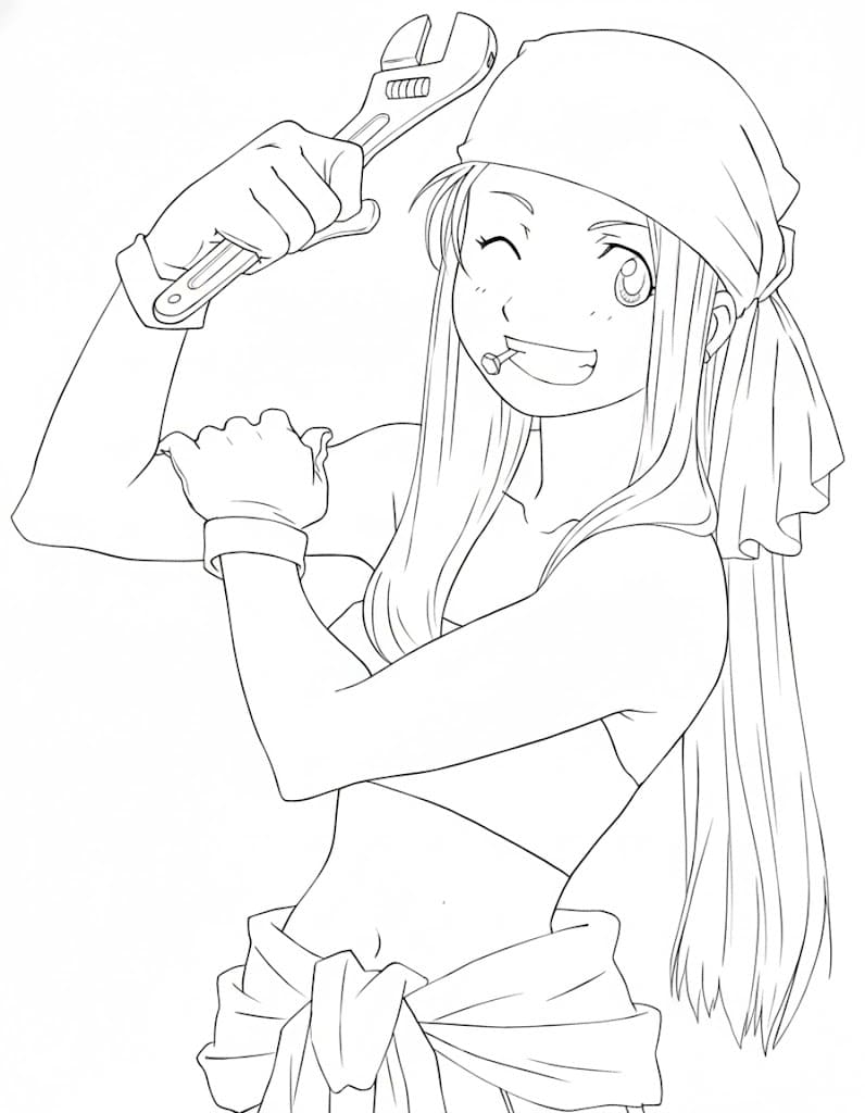 Coloriage Winry Rockbell forte