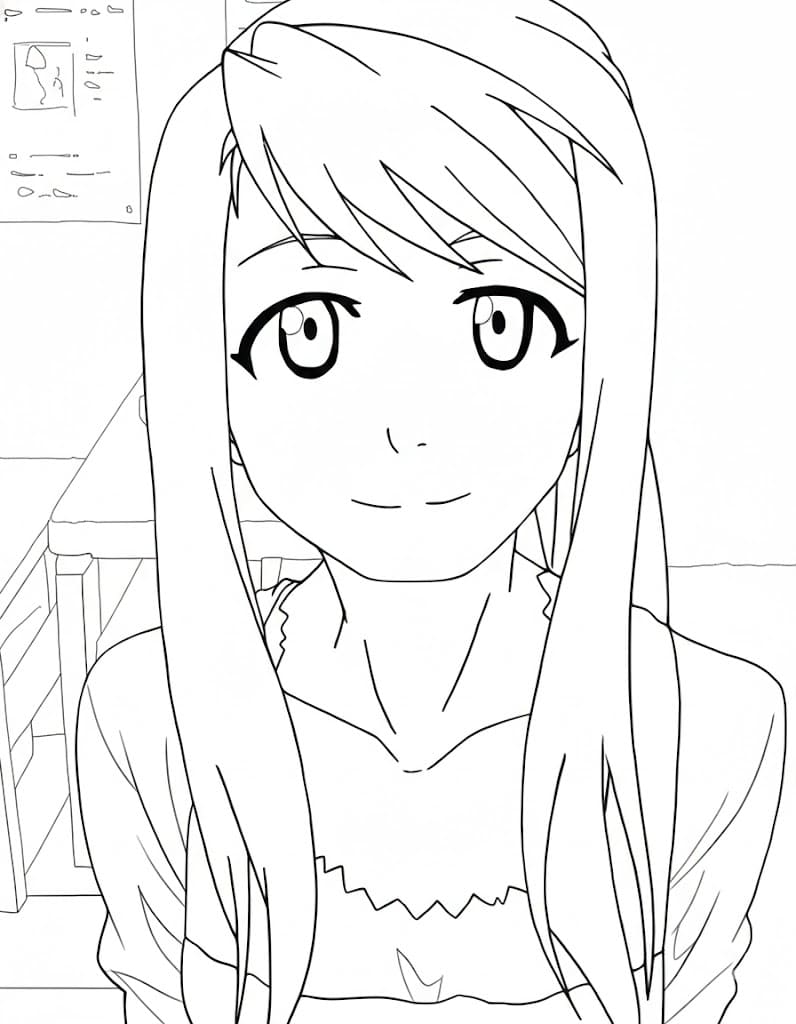 Coloriage Winry Rockbell souriante