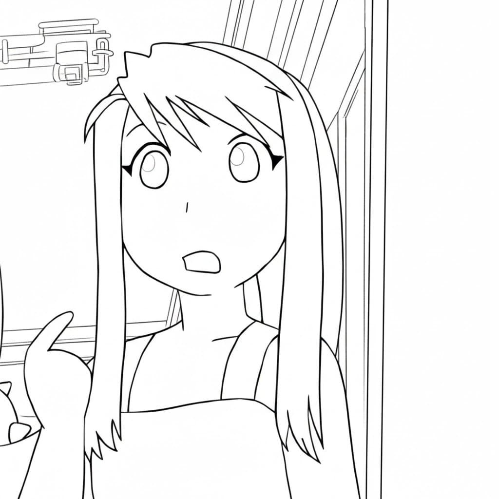Coloriage Winry Rockbell stupide