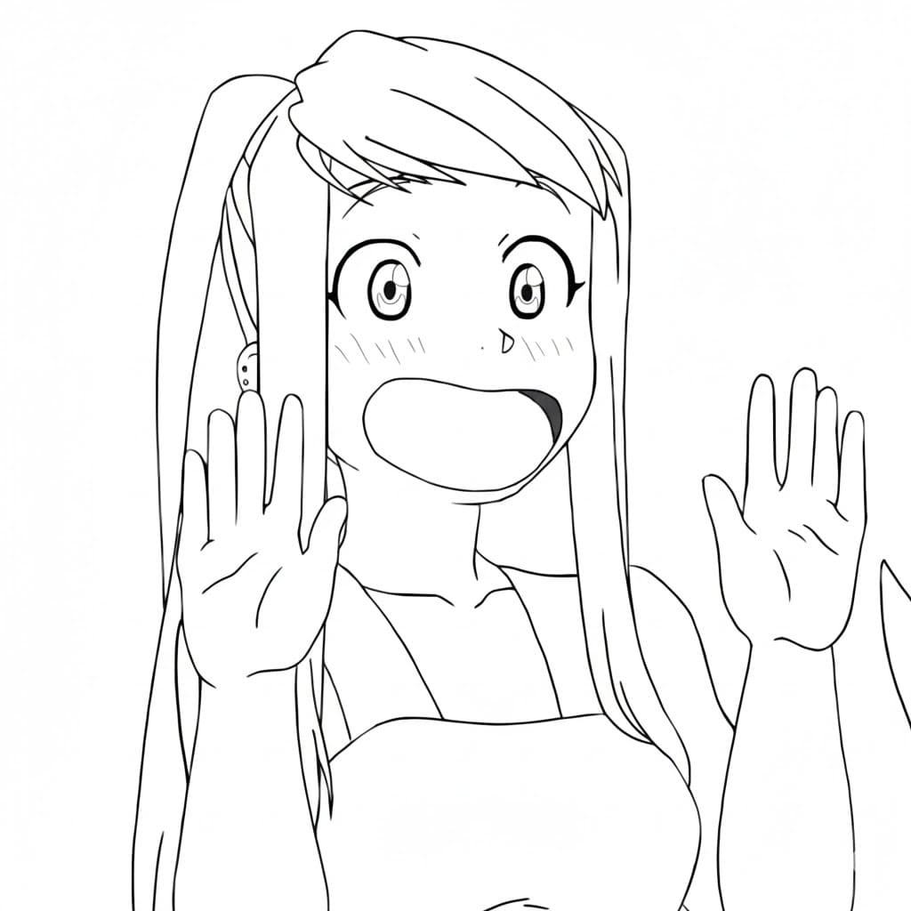 Coloriage Winry Rockbell timide