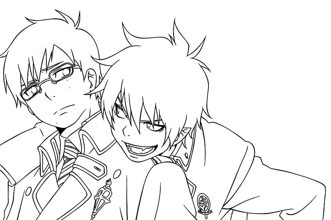 Coloriage Yukio Okumura et Rin Okumura