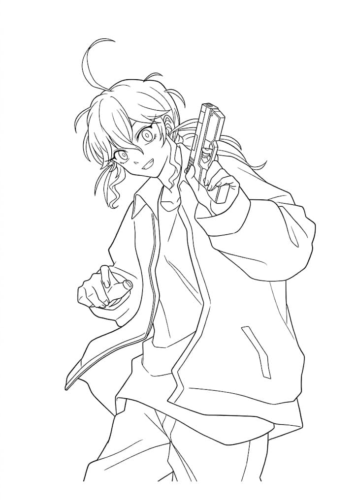 Coloriage Akari Akao de Anime Sakamoto Days