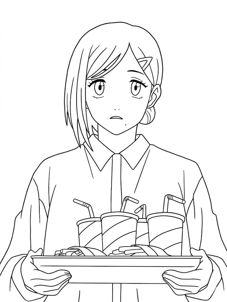 Coloriage Aoi Sakamoto avec du café