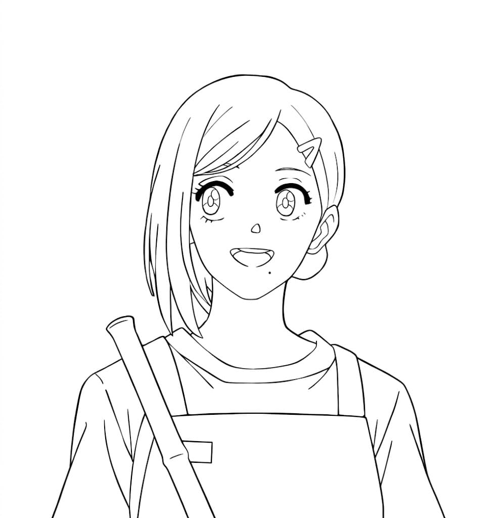 Coloriage Aoi Sakamoto est heureuse