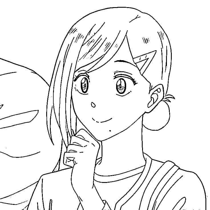 Coloriage Aoi Sakamoto heureuse