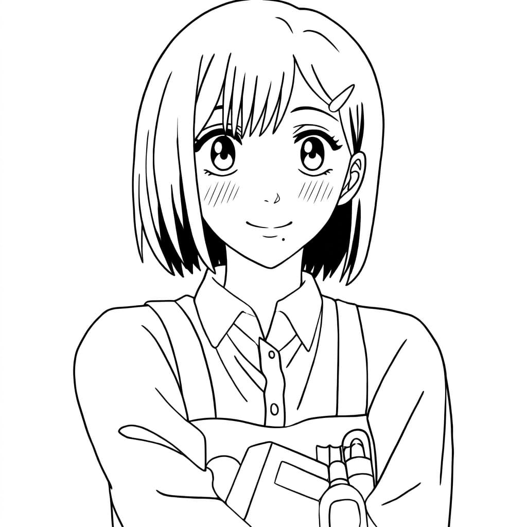 Coloriage Aoi Sakamoto jeune et heureuse