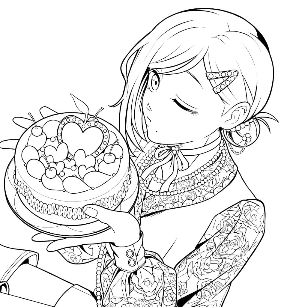 Coloriage Aoi Sakamoto joyeux anniversaire