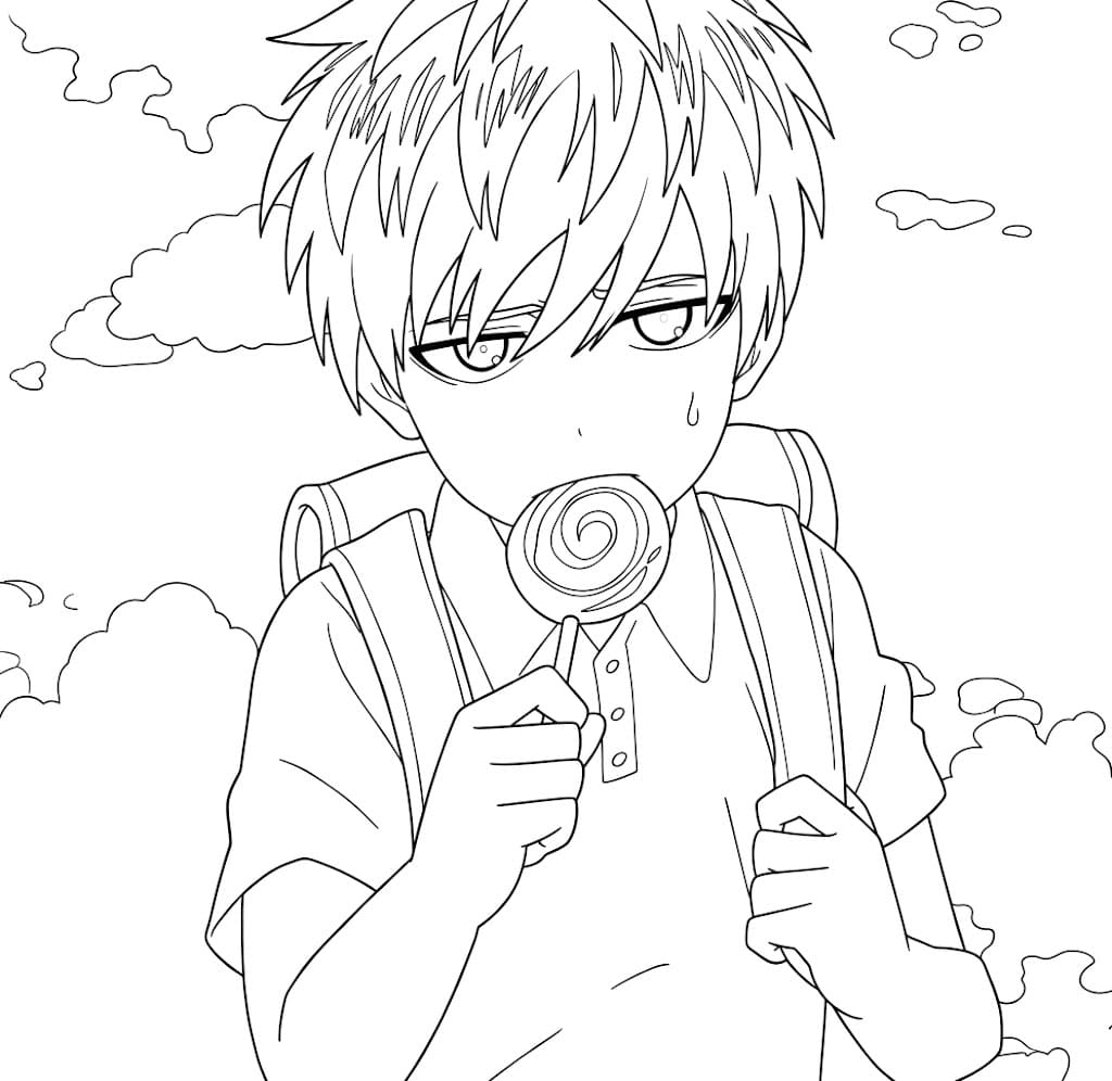 Coloriage Child Emperor manger des bonbons