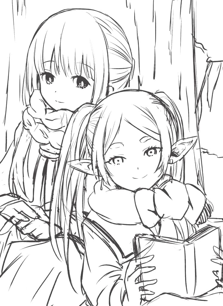 Coloriage Fern et Frieren Mignonne