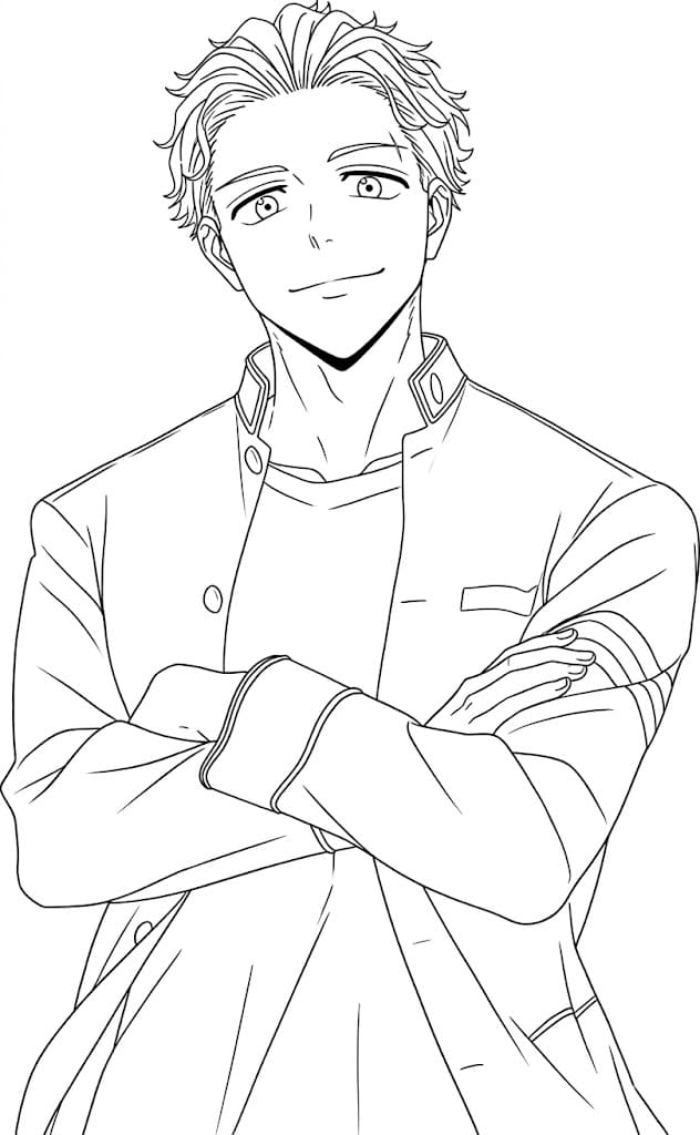 Coloriage Hajime Umemiya croisez les bras