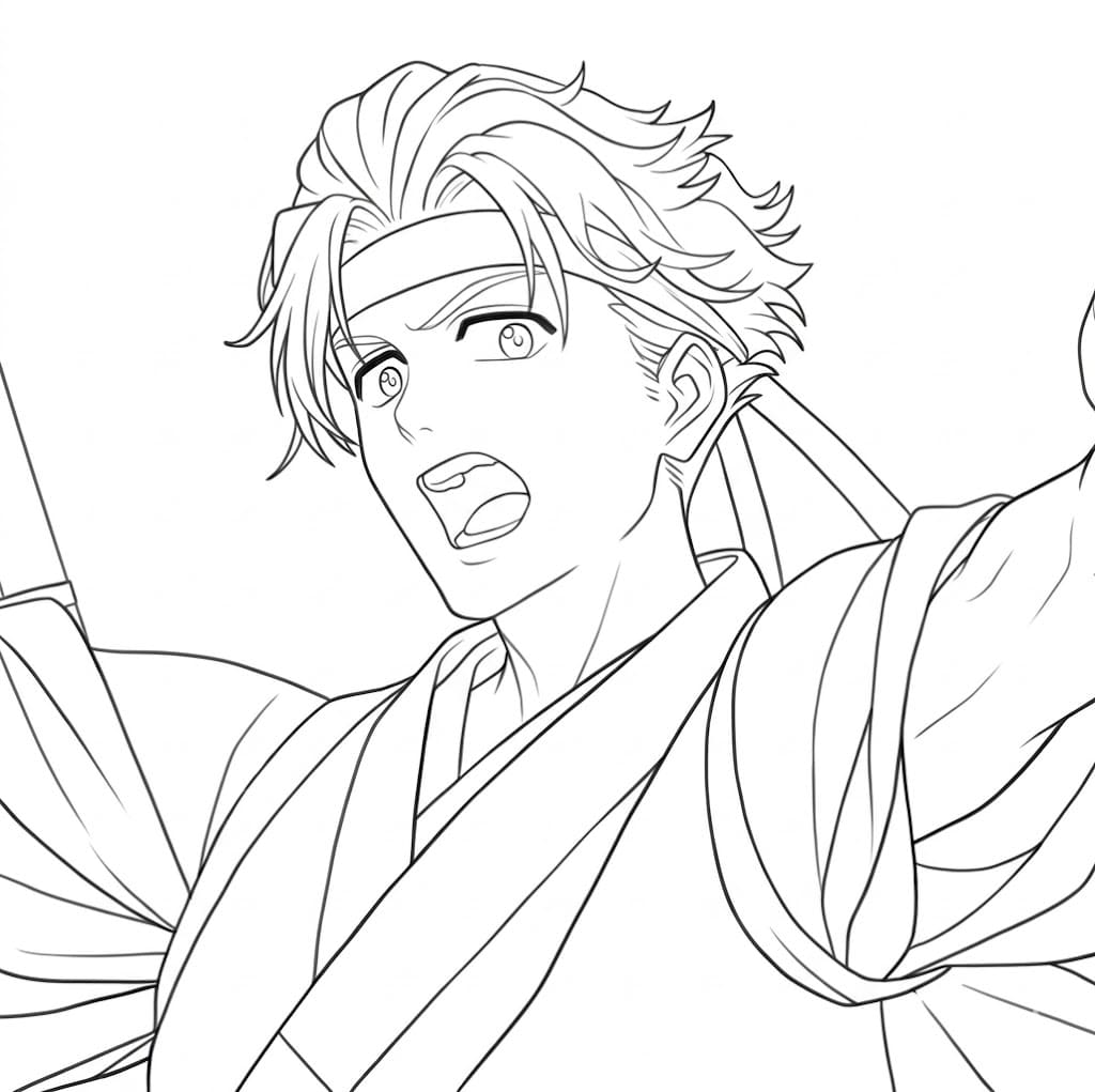 Coloriage Hajime Umemiya en colère