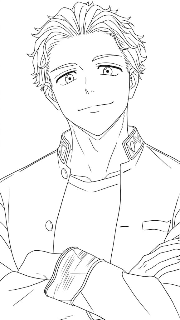 Coloriage Hajime Umemiya Heureux