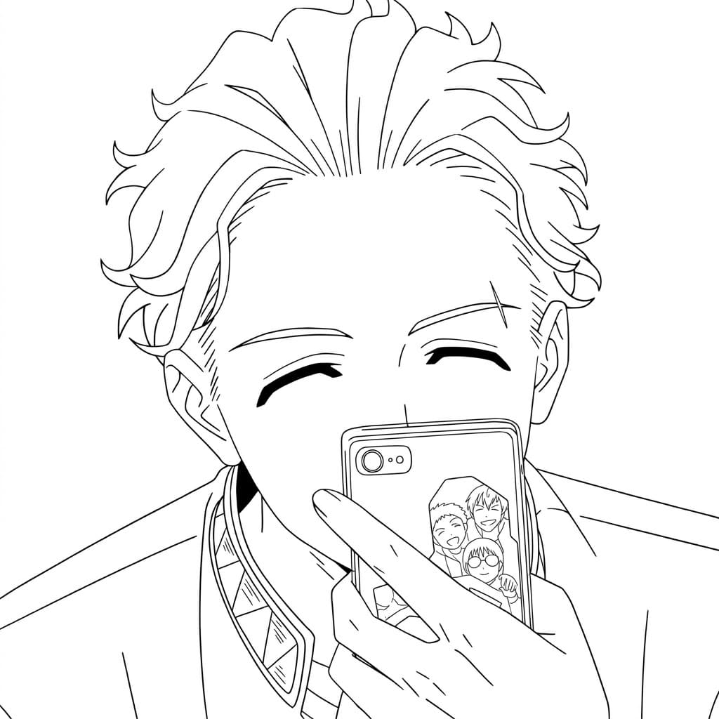 Coloriage Hajime Umemiya prendre une photo