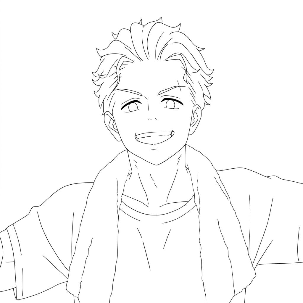 Coloriage Hajime Umemiya rire