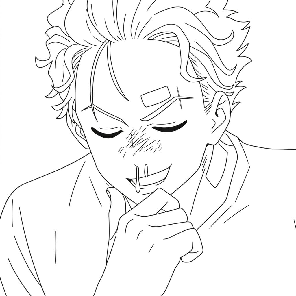Coloriage Hajime Umemiya timide