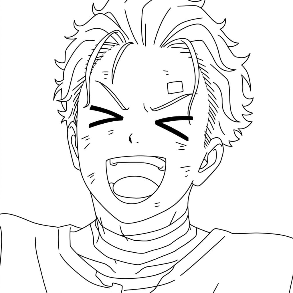 Coloriage Hajime Umemiya très heureux