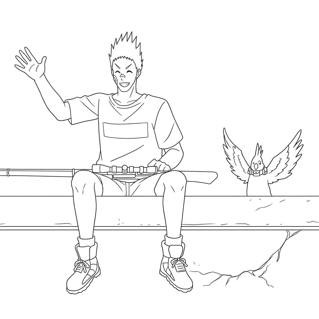 Coloriage Heisuke Mashimo est très heureux