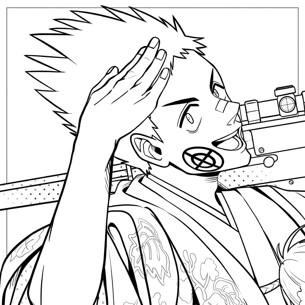 Coloriage Heisuke Mashimo heureux