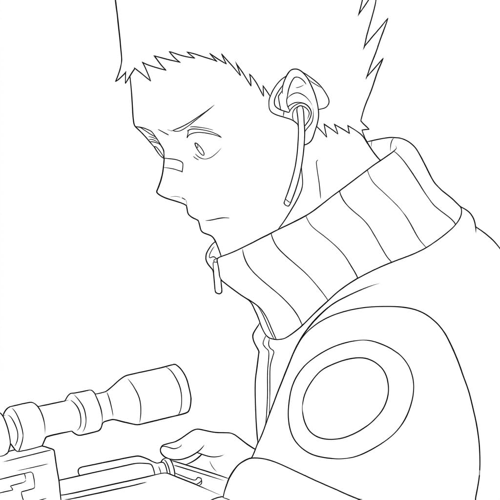 Coloriage Heisuke Mashimo sérieux