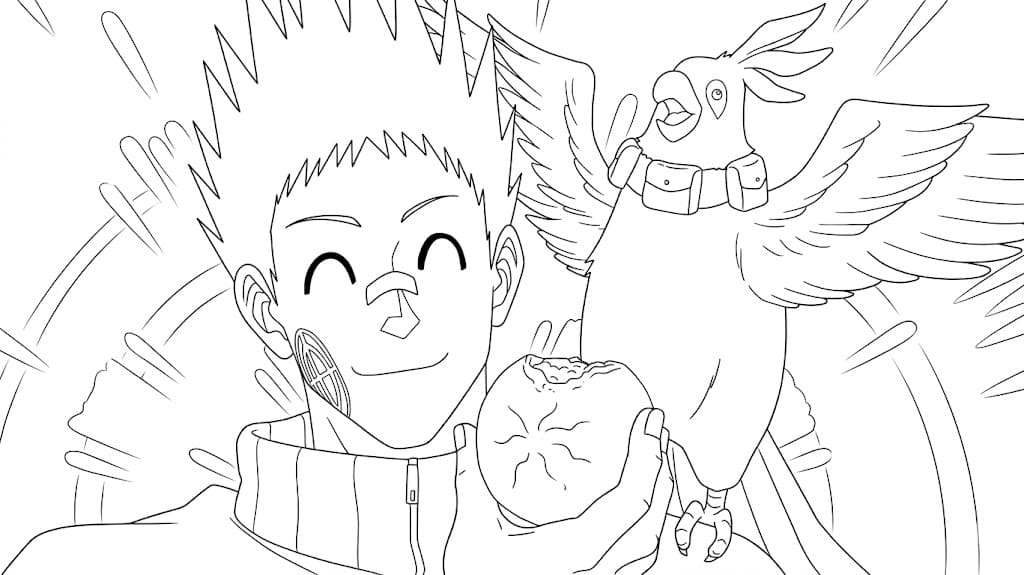 Coloriage Heisuke Mashimo souriant