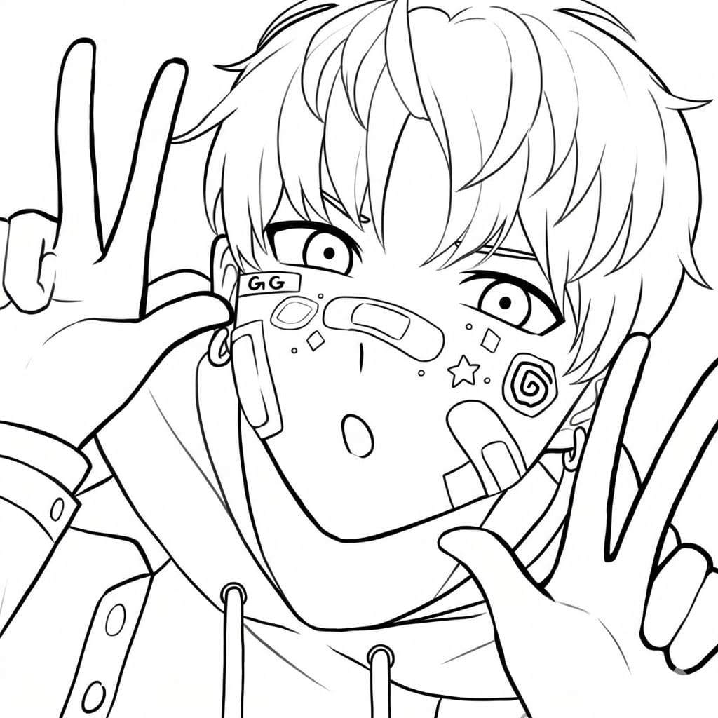 Coloriage Jin Enjôji heureux