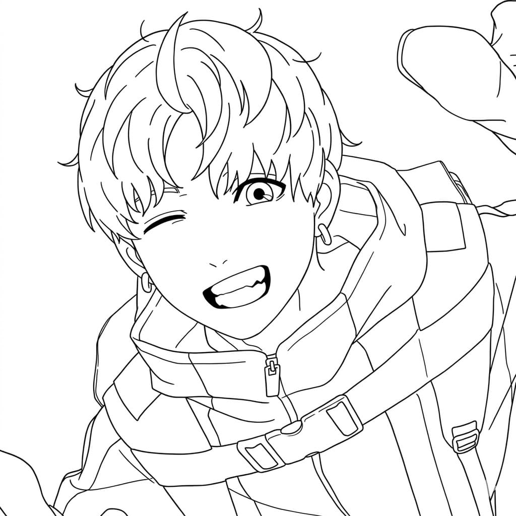 Coloriage Jin Enjôji se réveiller