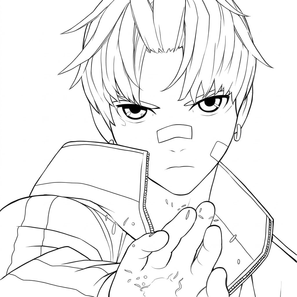 Coloriage Jin Enjôji sérieux