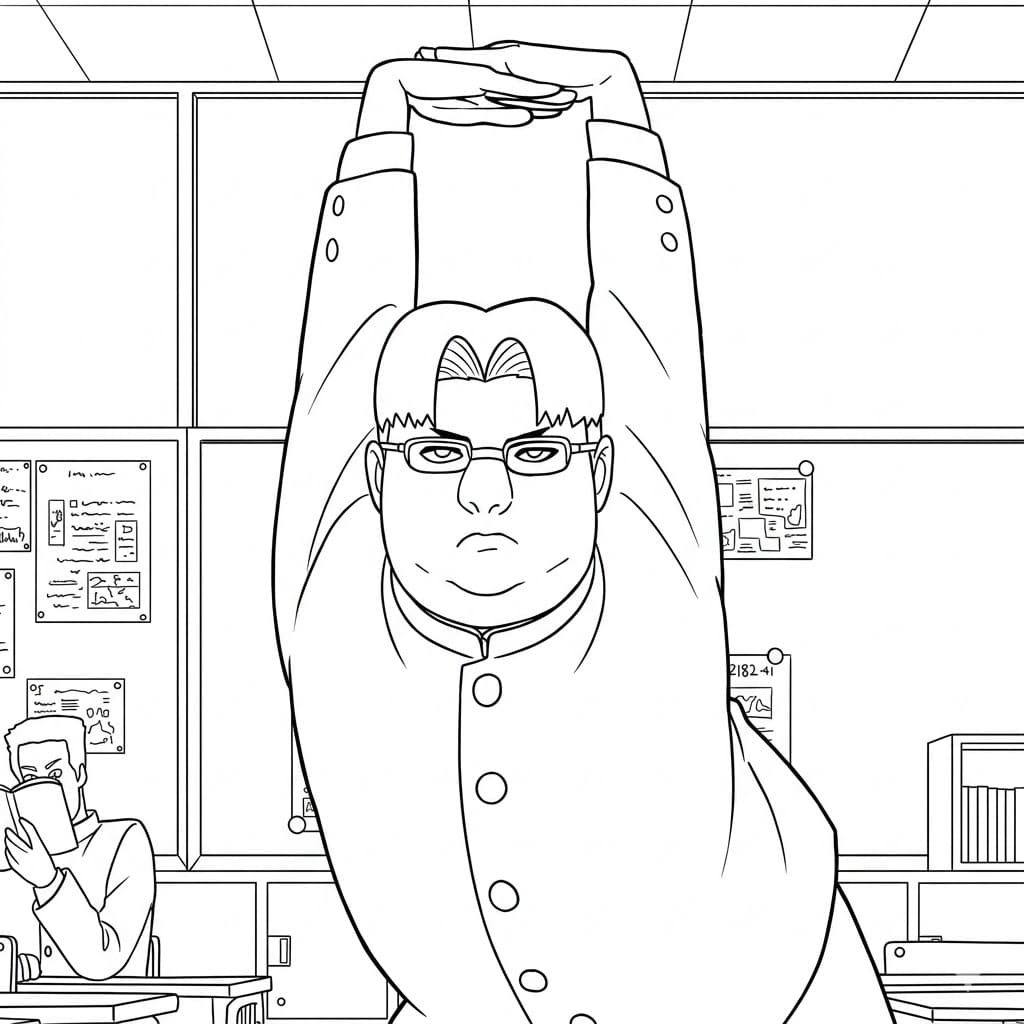 Coloriage Kinta Sakata fait de l'exercice