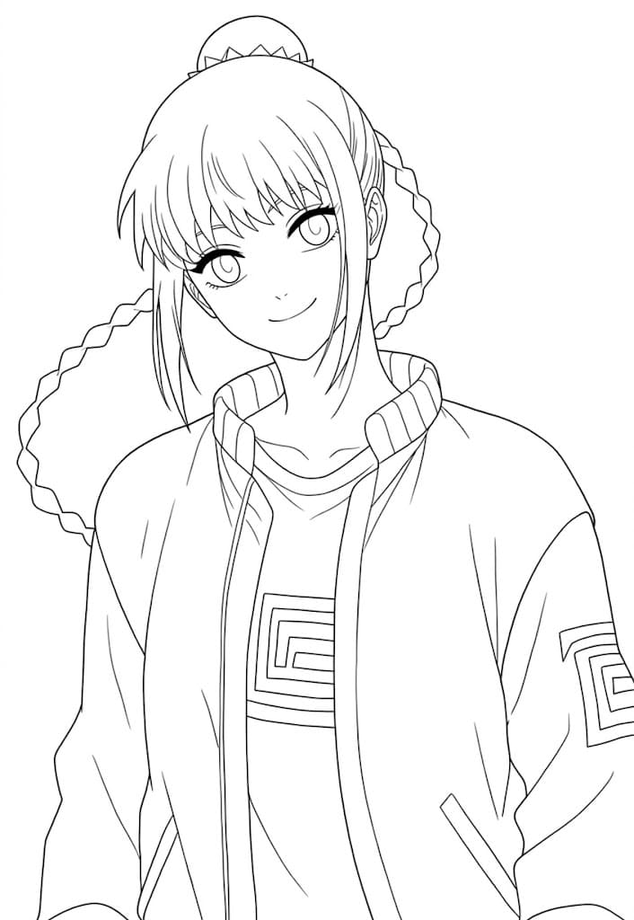 Coloriage Lu Shaotang souriante