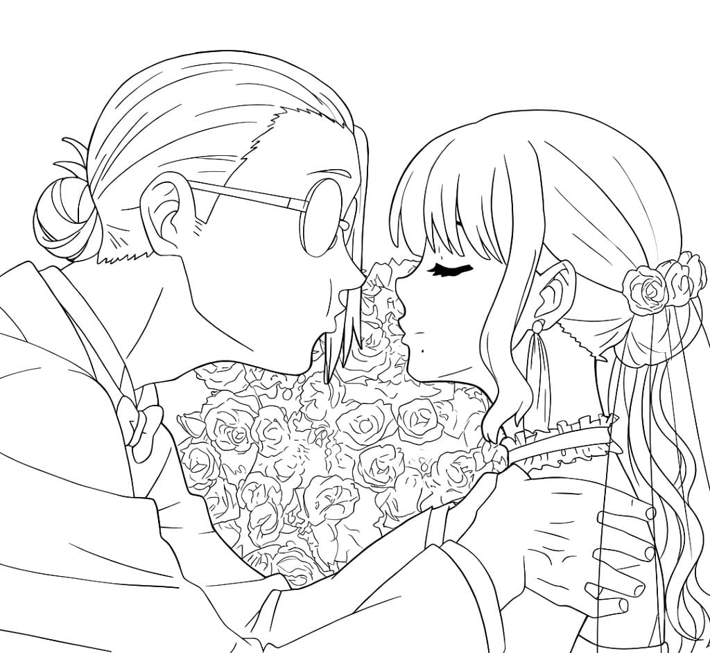 Coloriage Mariage d'Aoi Sakamoto