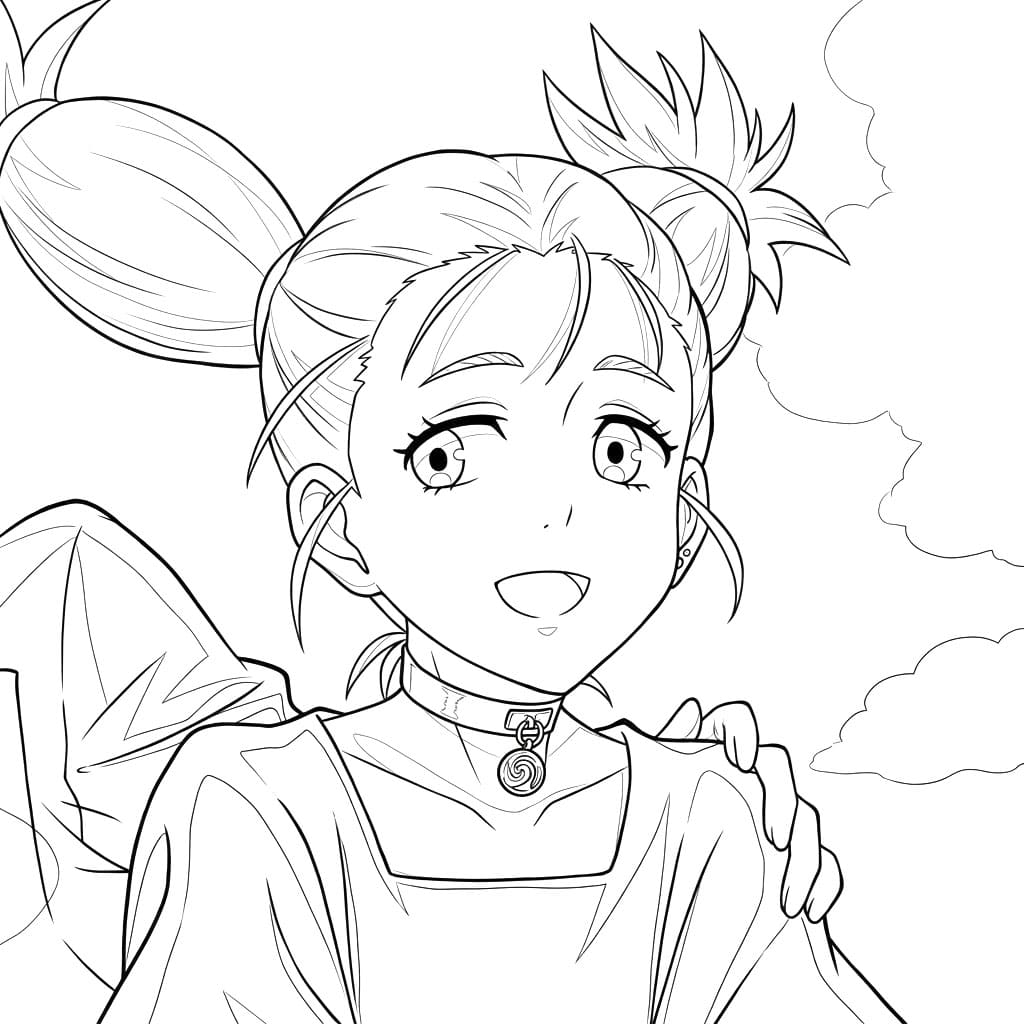 Coloriage Momo Nishimiya heureuse