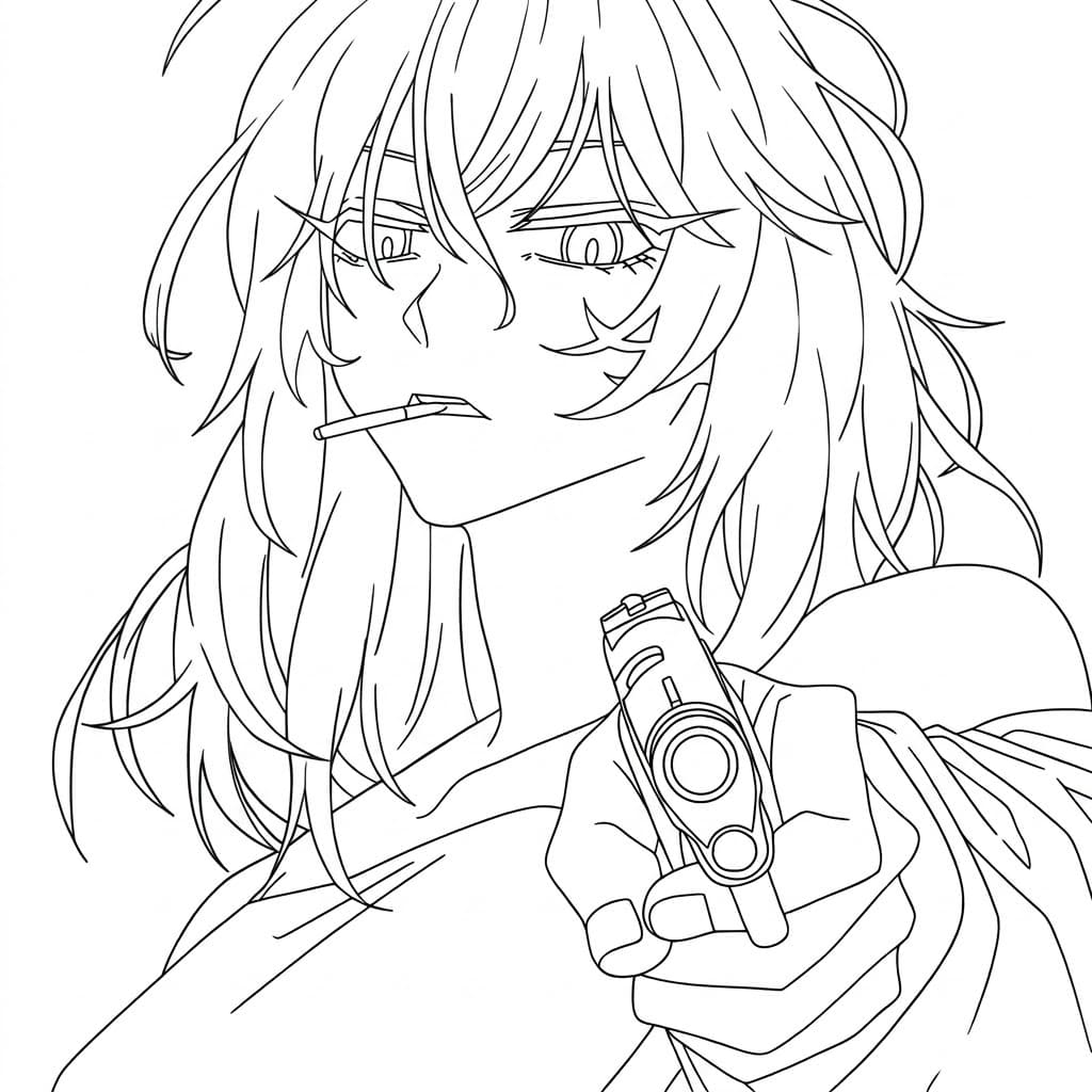 Coloriage Rion Akao de Anime Sakamoto Days