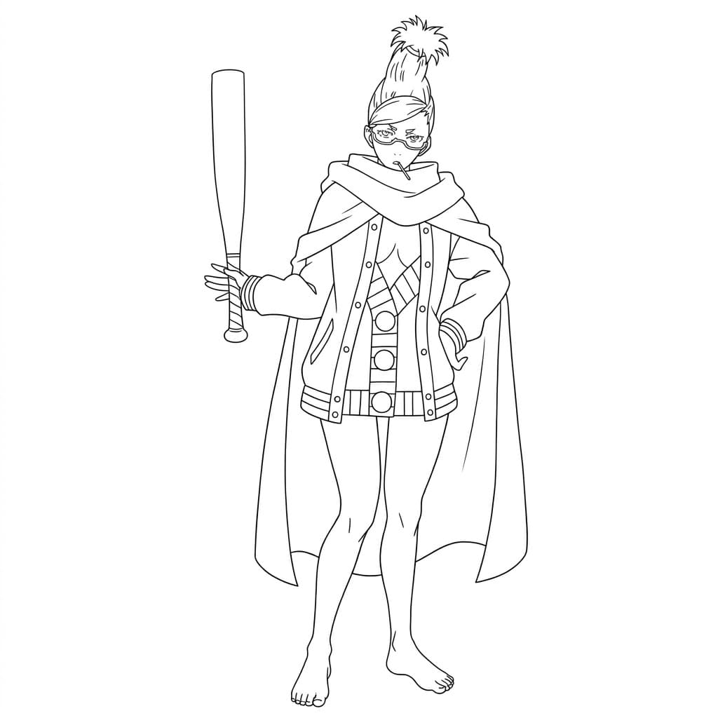 Coloriage Seiko Ayase avec une batte de baseball