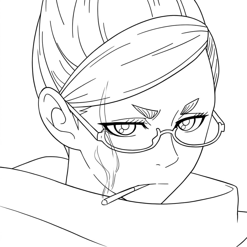 Coloriage Seiko Ayase fumeuse