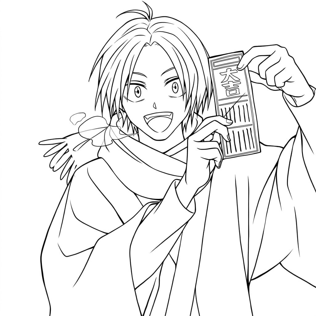 Coloriage Shin Asakura est heureux