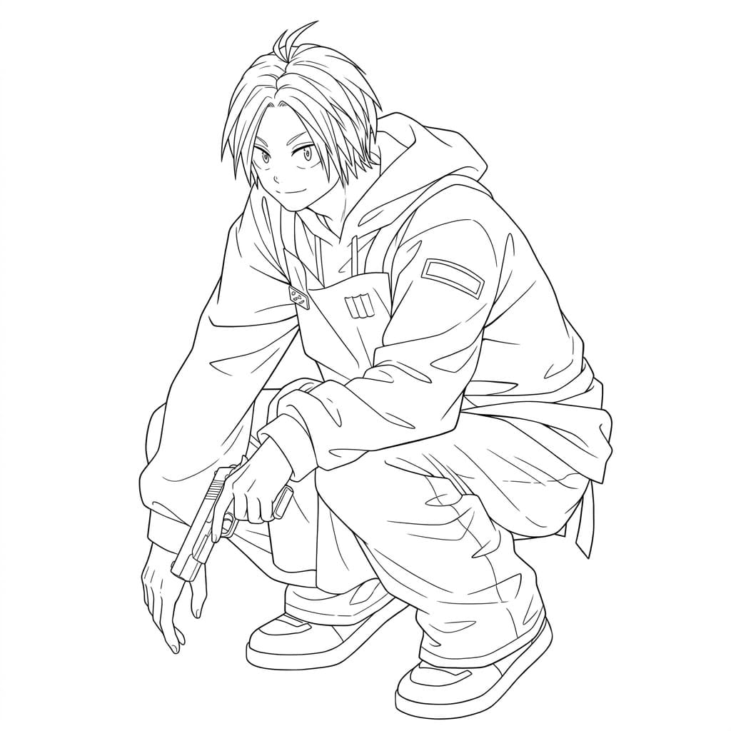 Coloriage Shin Asakura s'est accroupi