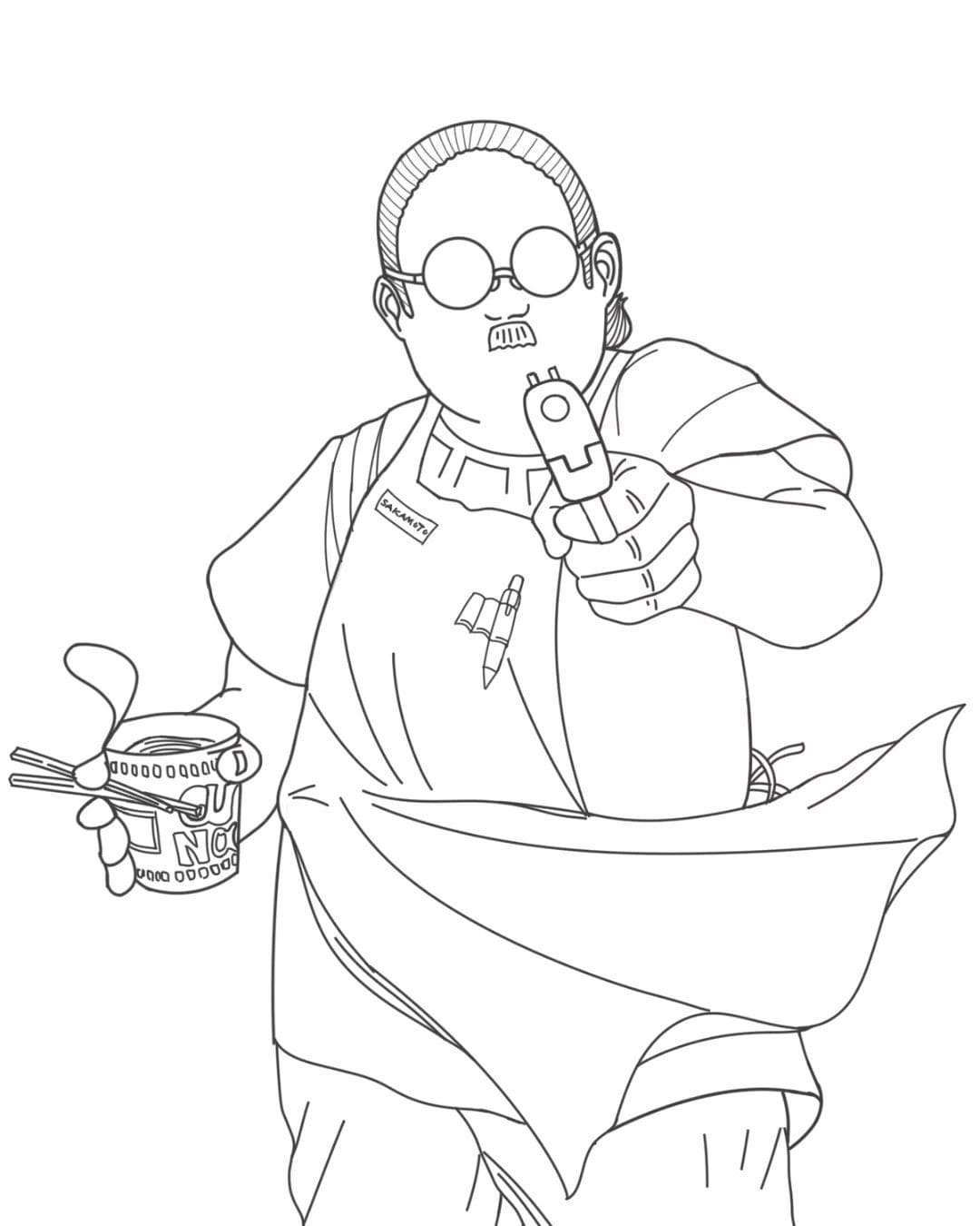 Coloriage Taro avec un pistolet