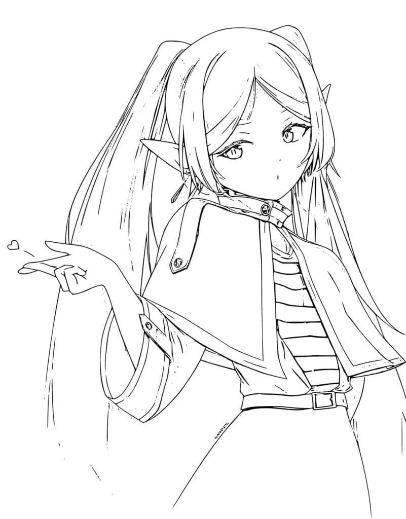 Coloriage Très jolie Frieren