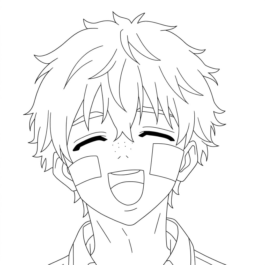 Coloriage Akihiko Nirei a le visage heureux